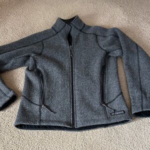 REI zip up wool blend sweater jacket